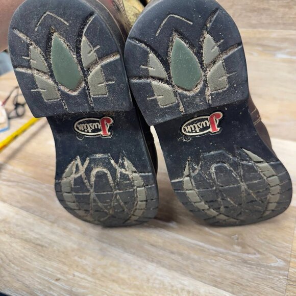 Justin Superintedent 11" Steel Toe Brown Leather Western Boots Men's Size 9.5 - Picture 4 of 7